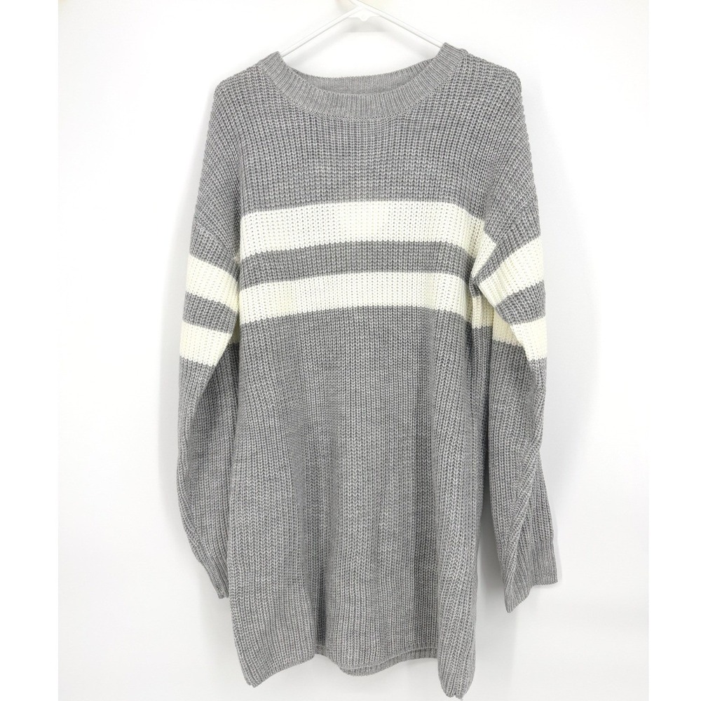 PinkBlush Heather‎ Grey Relaxed Fit Striped Mini Maternity Sweater Dress NWT